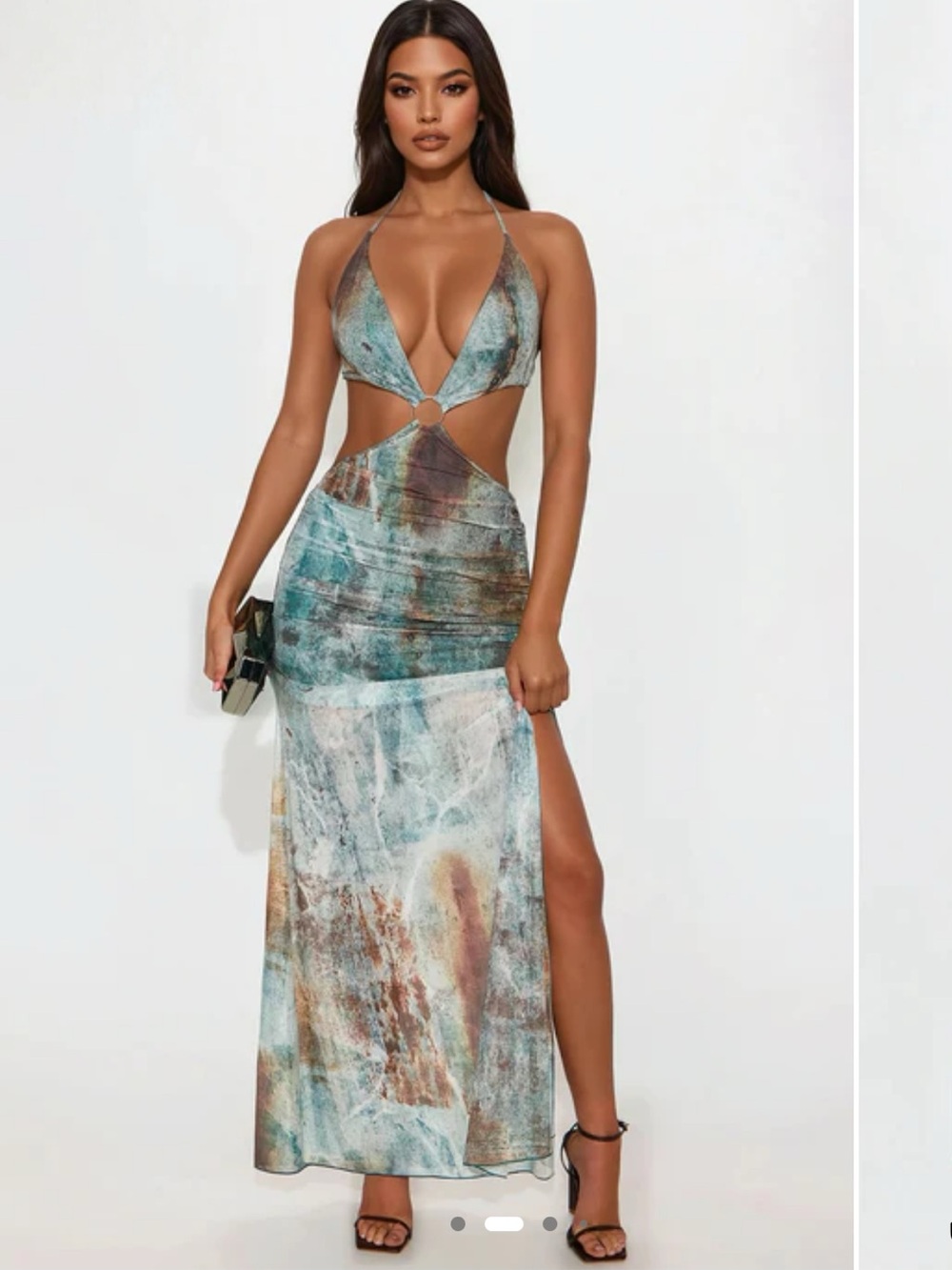 NWT Fashion Nova Nina Mesh Maxi Dress | Size Small | Cut-Out Halter Dress